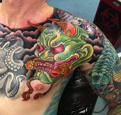  Japanese inspired tattoo chest piece 