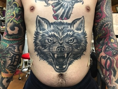  Japanese fusion wolf tattoo 